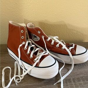 Converse High-Tops in Burnt Orange and White